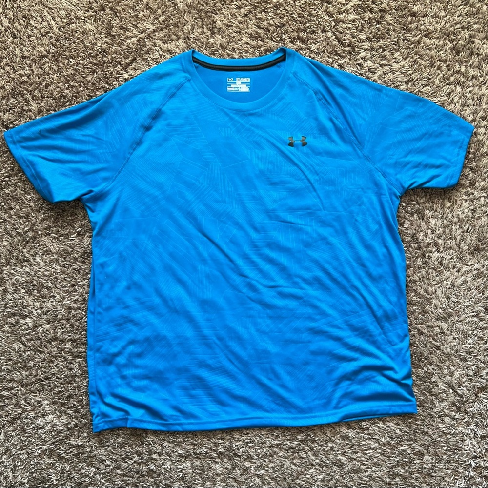 Under Armour Loose Heat Gear Blue Short Sleeve Shirt Mens Size 2XL XXL